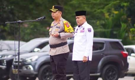 Dihadiri Sekda, Polres Dharmasraya Gelar Apel Gelar Pasukan Pengamanan Lebaran 1445 H